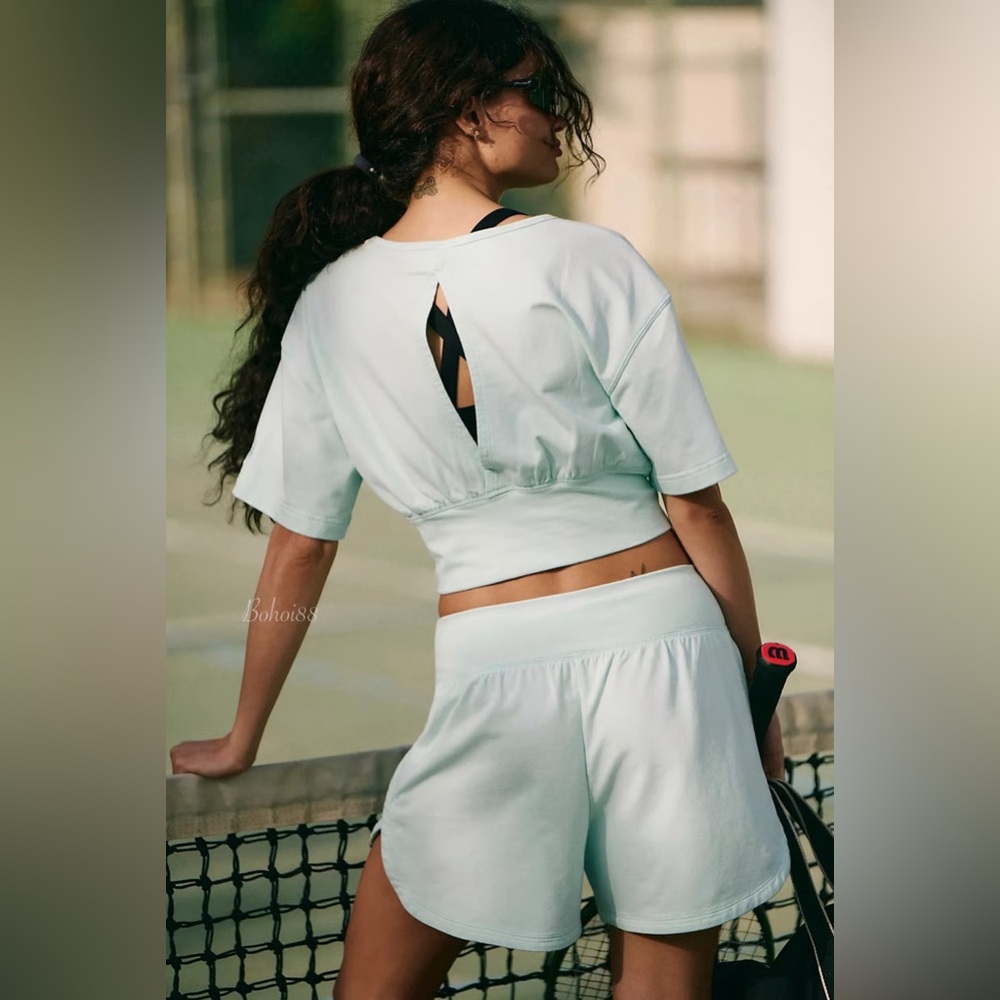 Free People Mint Green Cropped Athletic set